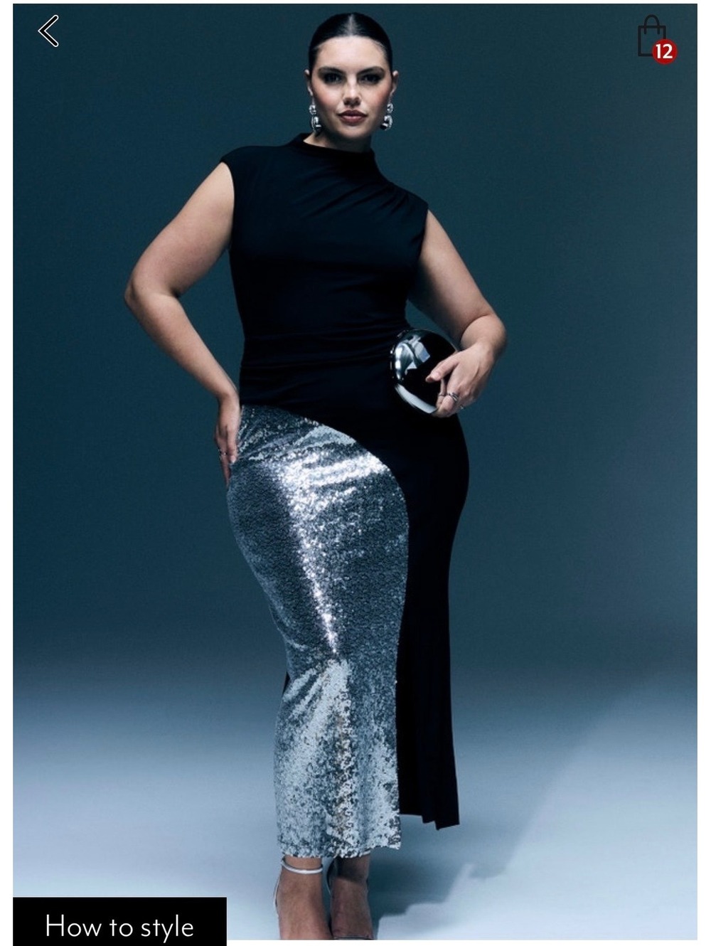 Elegant Black and Silver Sequin Maxi Dress with Side Slit